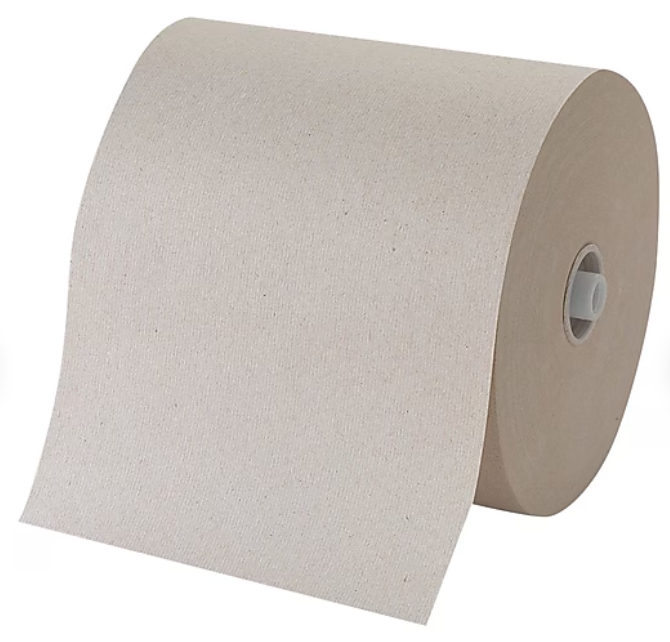 PAPER TOWELS, 8" HIGH-CAPACITY, RECYCLED, 1-PLY, BROWN, 1150'/ROLL, 6 ROLLS/CARTON MAIN